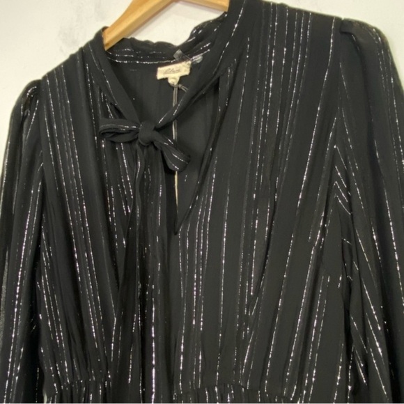 ELAN Shimmer Stripe Maxi Dress Black Silver - Picture 8 of 15